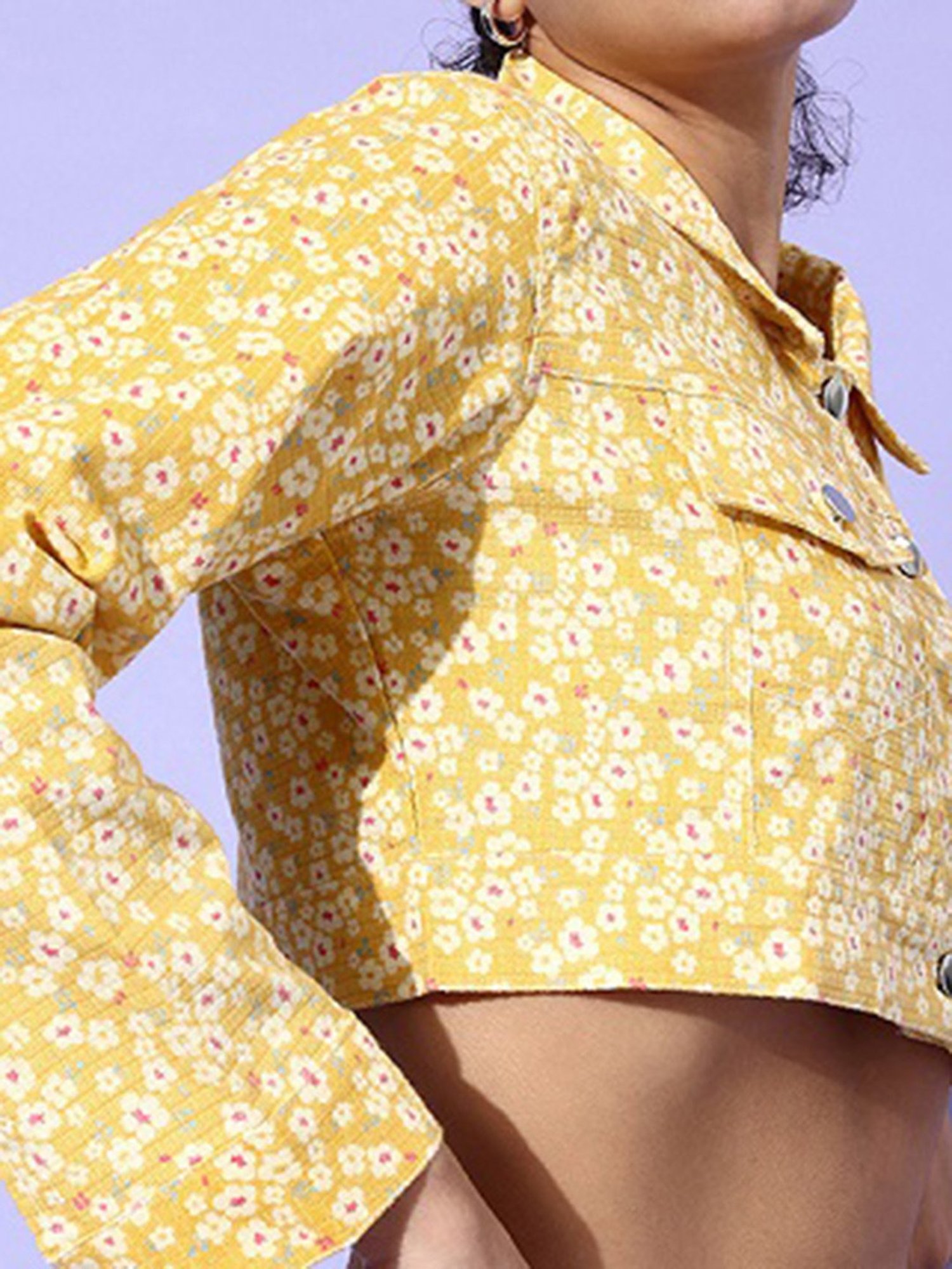 Anvi Be Yourself Yellow Floral Print Jacket