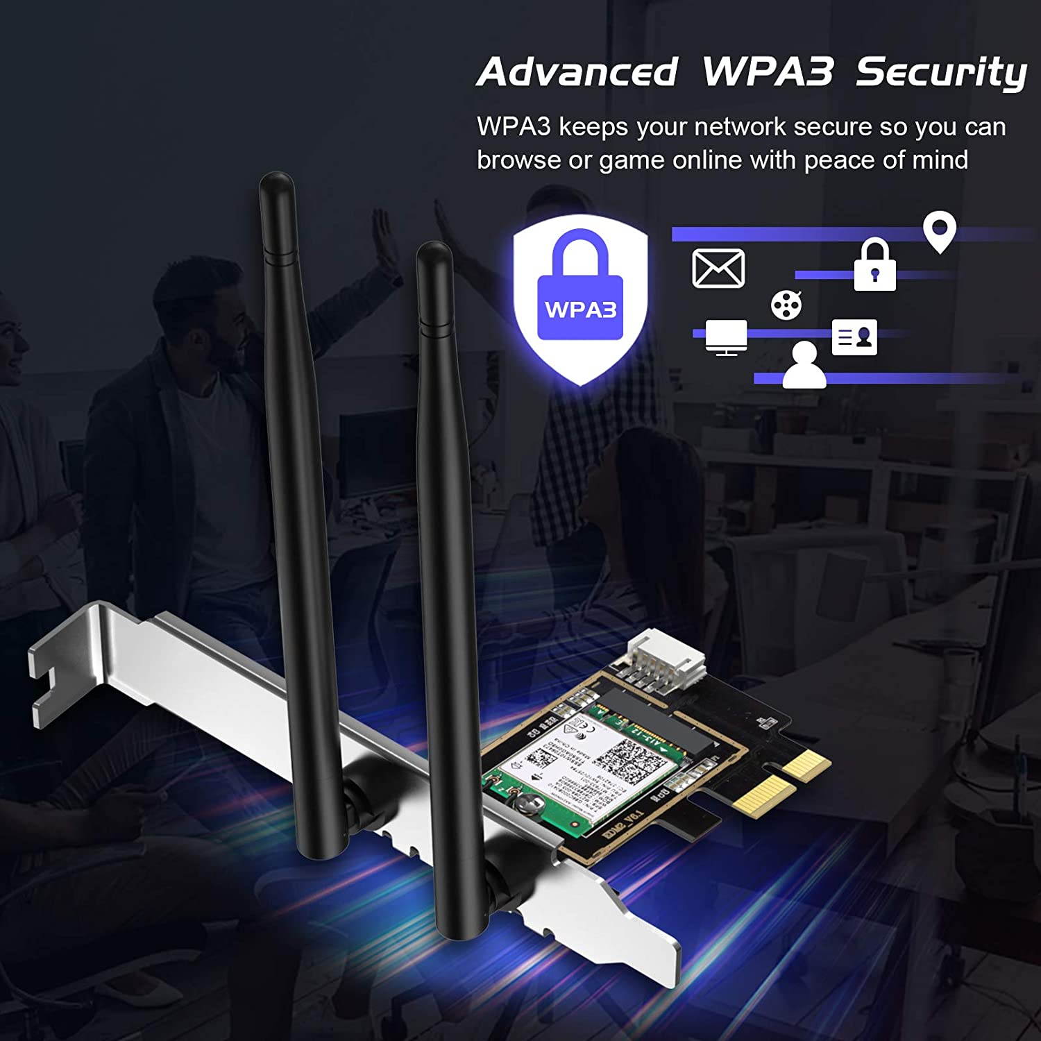 AX 3000Mbps WiFi 6 PCIE WiFi Card with Bluetooth 5.1 for PC AX200 PCI Express WiFi Bluetooth Adapter Dual Antenna Wireless MU-MIMO OFDMA for Desktop Computer (Suport Windows 10 64bit only)