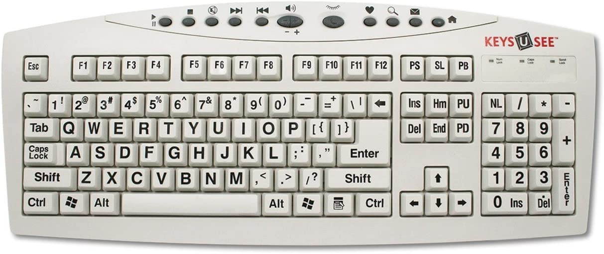 Keys-U-See Large Print Keyboard-Ivory w-Blk Print