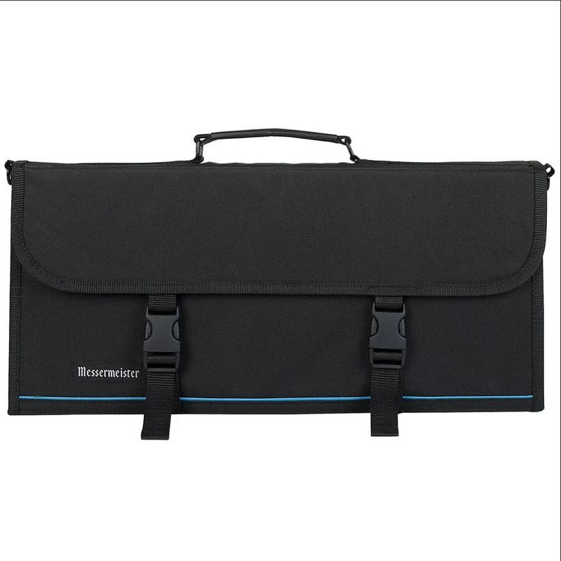 Messermeister Heavy Duty Water Resistant 17 Pocket Knife Culinary Tool Storage Carry Luggage Case with Large Exterior Pocket, Black