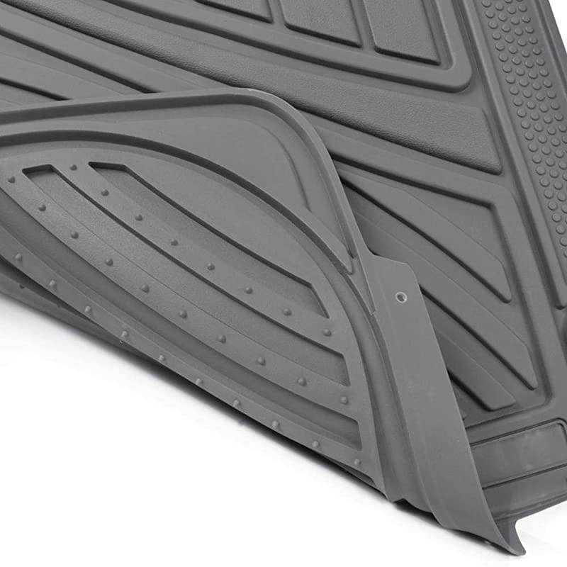 FlexTough Performance All Weather Rubber Car Floor Mats with Cargo Liner &ndash; Full Set Front & Rear Odorless Floor Mats for Cars Truck SUV, BPA-Free Automotive Floor Mats (Gray)