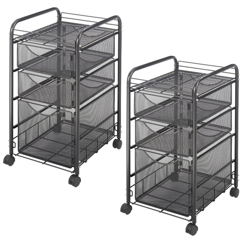 Homz 4-Drawer Medium Rolling Storage Cart - Black with Smoke Drawers