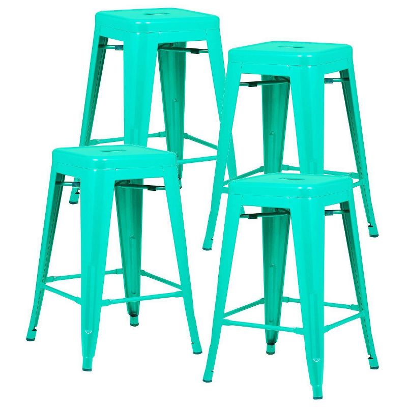 Set of 4 24" Franco Industrial Counter Height Barstools Aqua - Poly & Bark