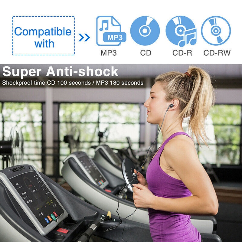 Portable CD Player Compact Walkman Skip Protection with battery AUX CD-R/CD-RW