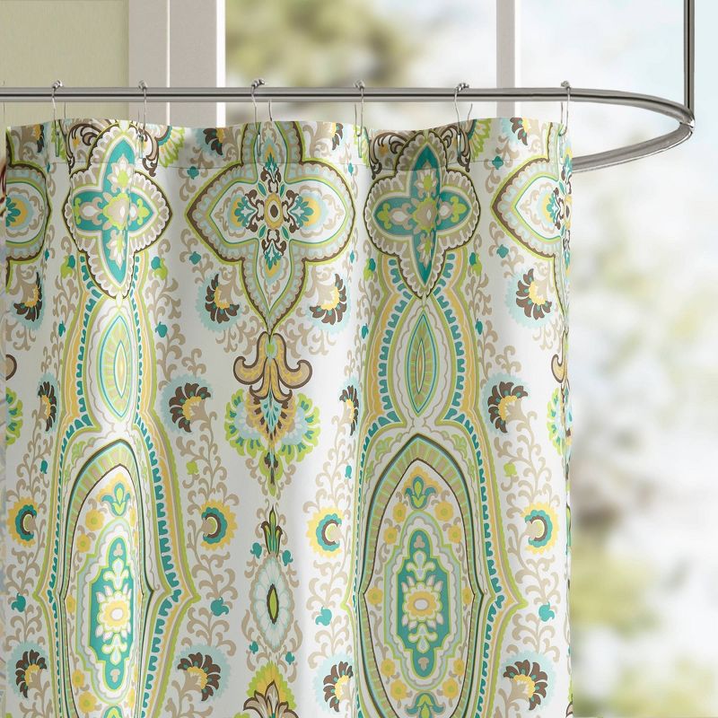 Heather 100% Microfiber Printed Shower Curtain Green