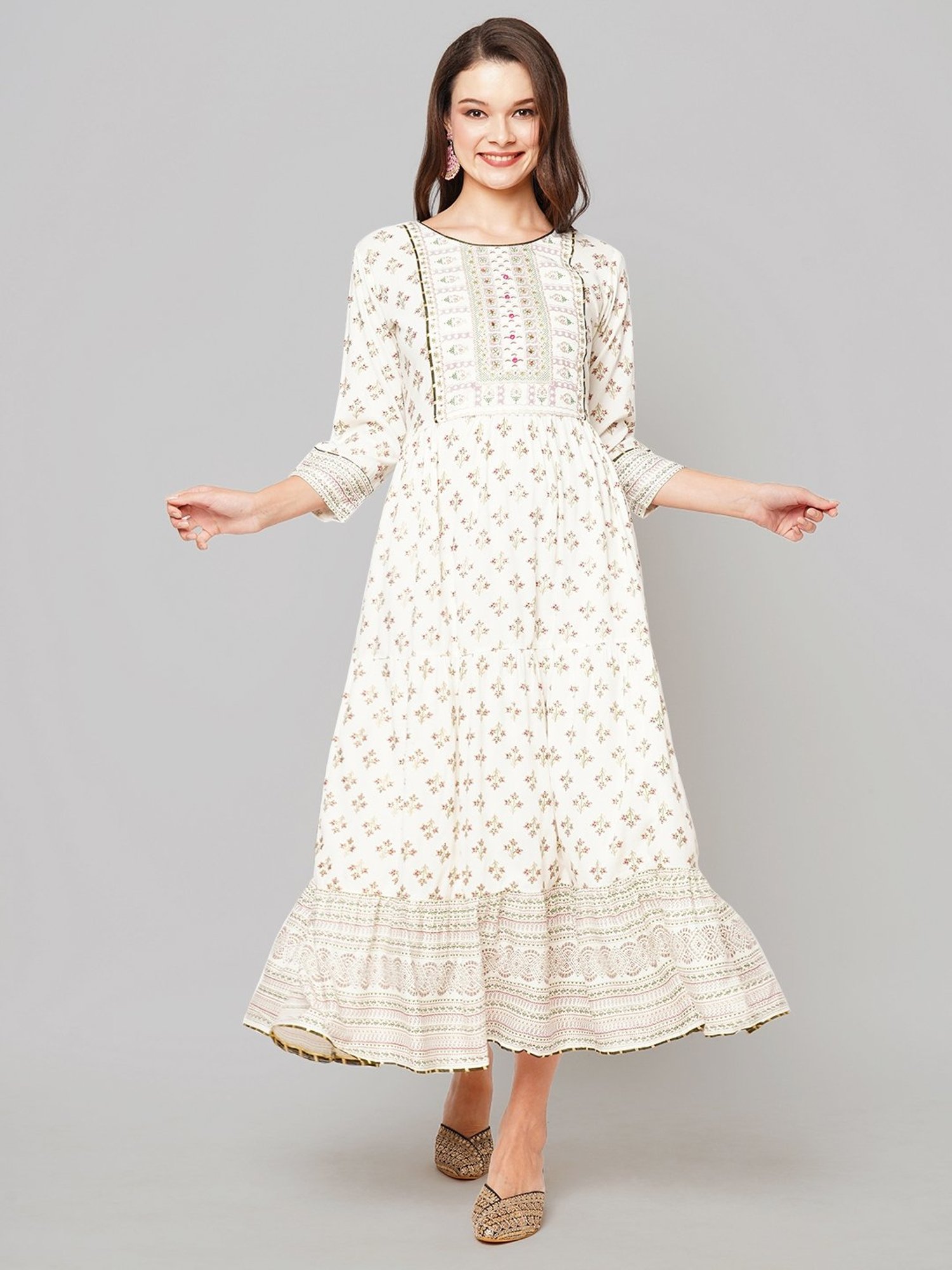 KIANA White Printed Maxi Dress