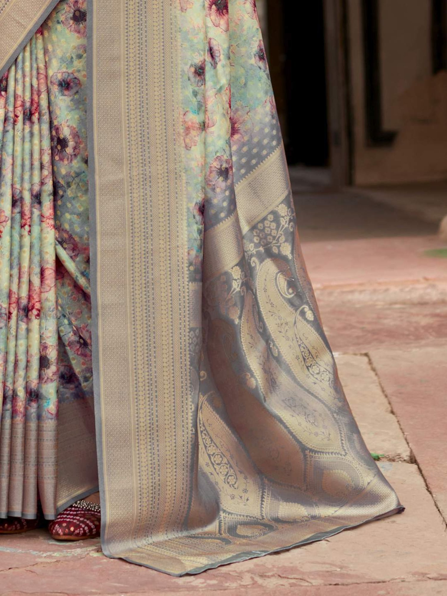 Saree Mall Blue Woven Saree With Unstitched Blouse