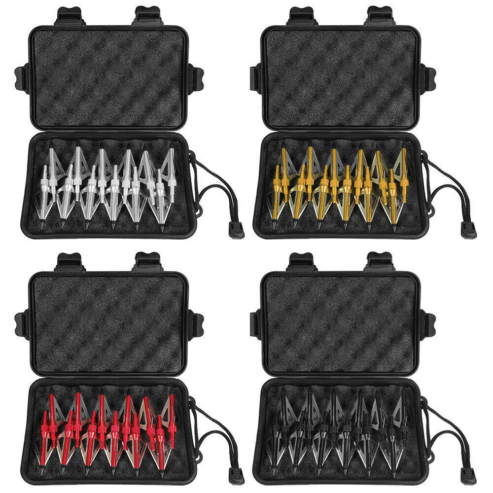 12&times;100grain 3 Blade Crossed Broadhead Arrow Head Bow Archery Fishing Hunting(Red/100 Grain)