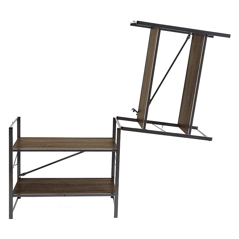 Origami Adjustable 2 in 1 Organizing Storage Rack Multi Tier Utility Shelving Unit for Bedroom, Laundry Room, and Kitchen, Espresso