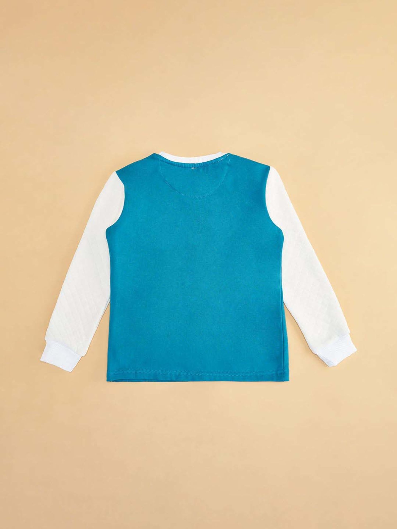 YU by Pantaloons Kids Teal Blue & White Printed Full Sleeves Sweatshirt