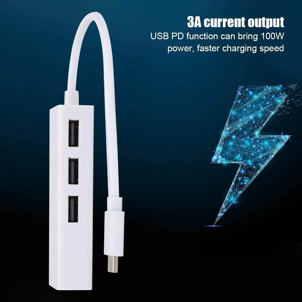 Wendry Laptop Docking Station3A 100W PD USB 3.1 Type-C Network Card Cable Adapter Support for USB2.0/3.0 / PD Down20Gbps High Speed Data Transmission