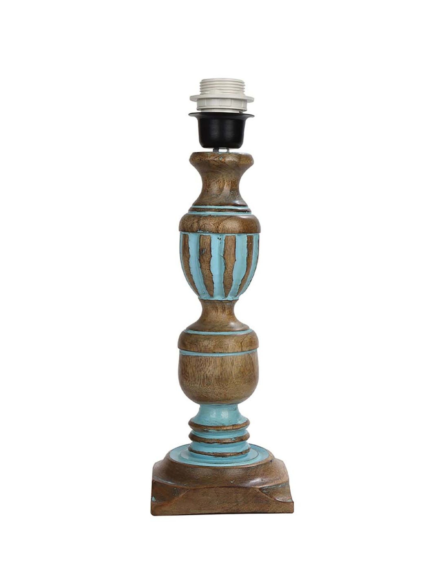 Homesake 'Rustic Distress' Red & Brown Wood Trophy Carved Table Lamp with Empire Shade - Set of 1