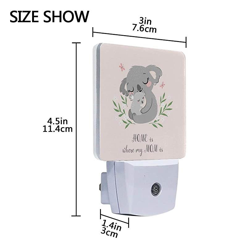 Night Light Warm White LED Nightlight Cute Koala MOM and Baby for Bedroom Bathroom Hallway Stairways05W 2Pack