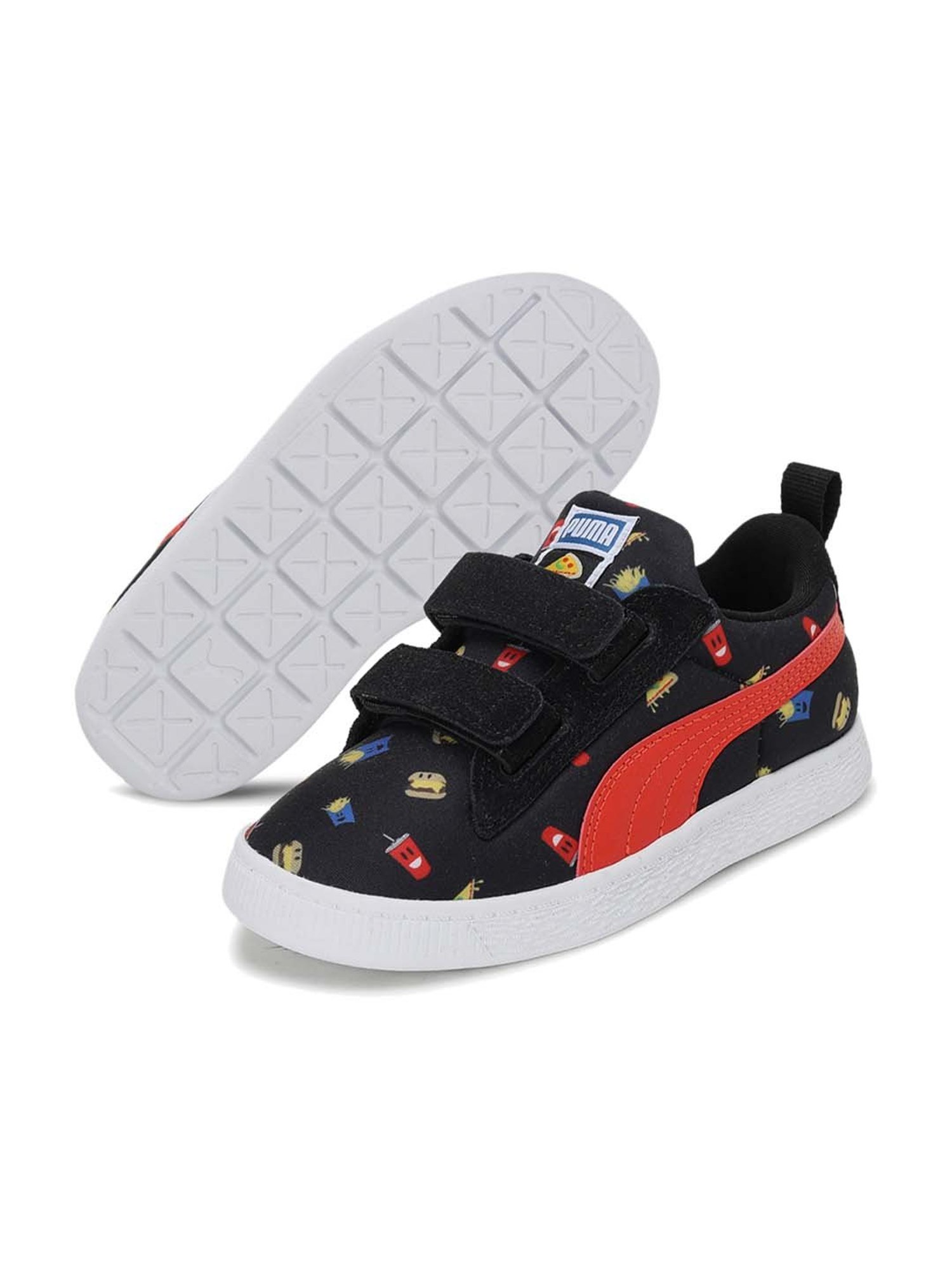 Puma Boys Suede Light-Flex Foodies V PS Black Casual Sneakers