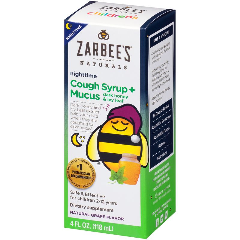 Zarbee's Naturals Children's Nighttime Cough Syrup & Mucus Reducer Liquid - Natural Grape - 4 fl oz