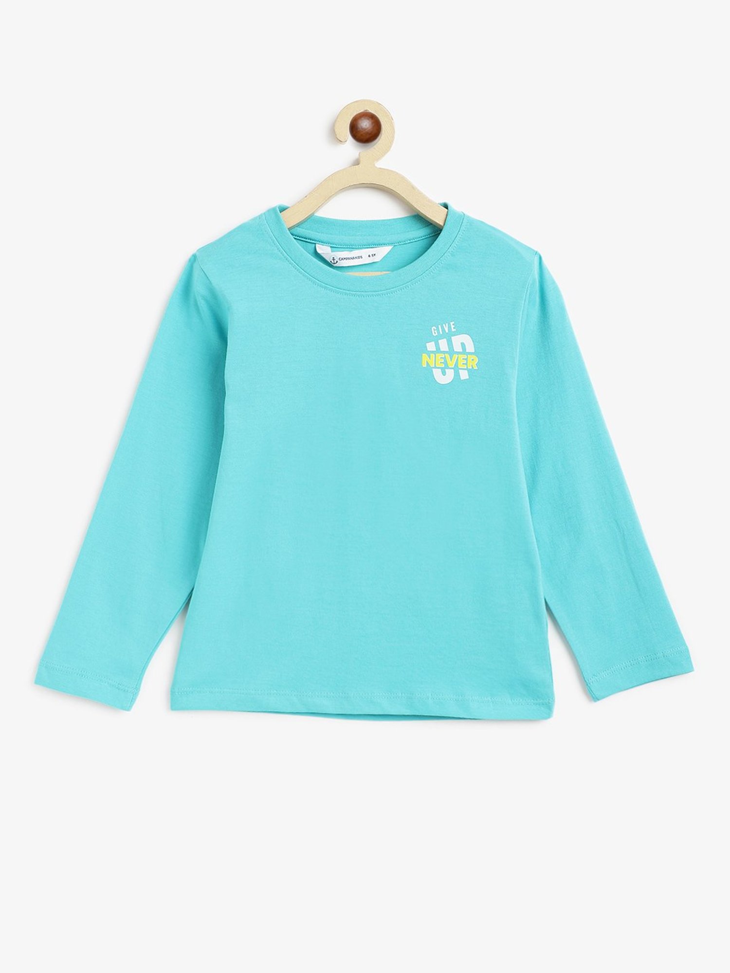 Campana Kids Turquoise Printed Full Sleeves T-Shirt
