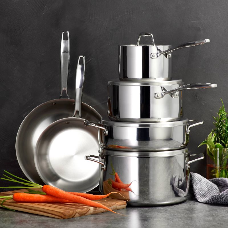 Tramontina Gourmet Tri-Ply Clad Induction-Ready Stainless Steel 10 pc Cookware Set