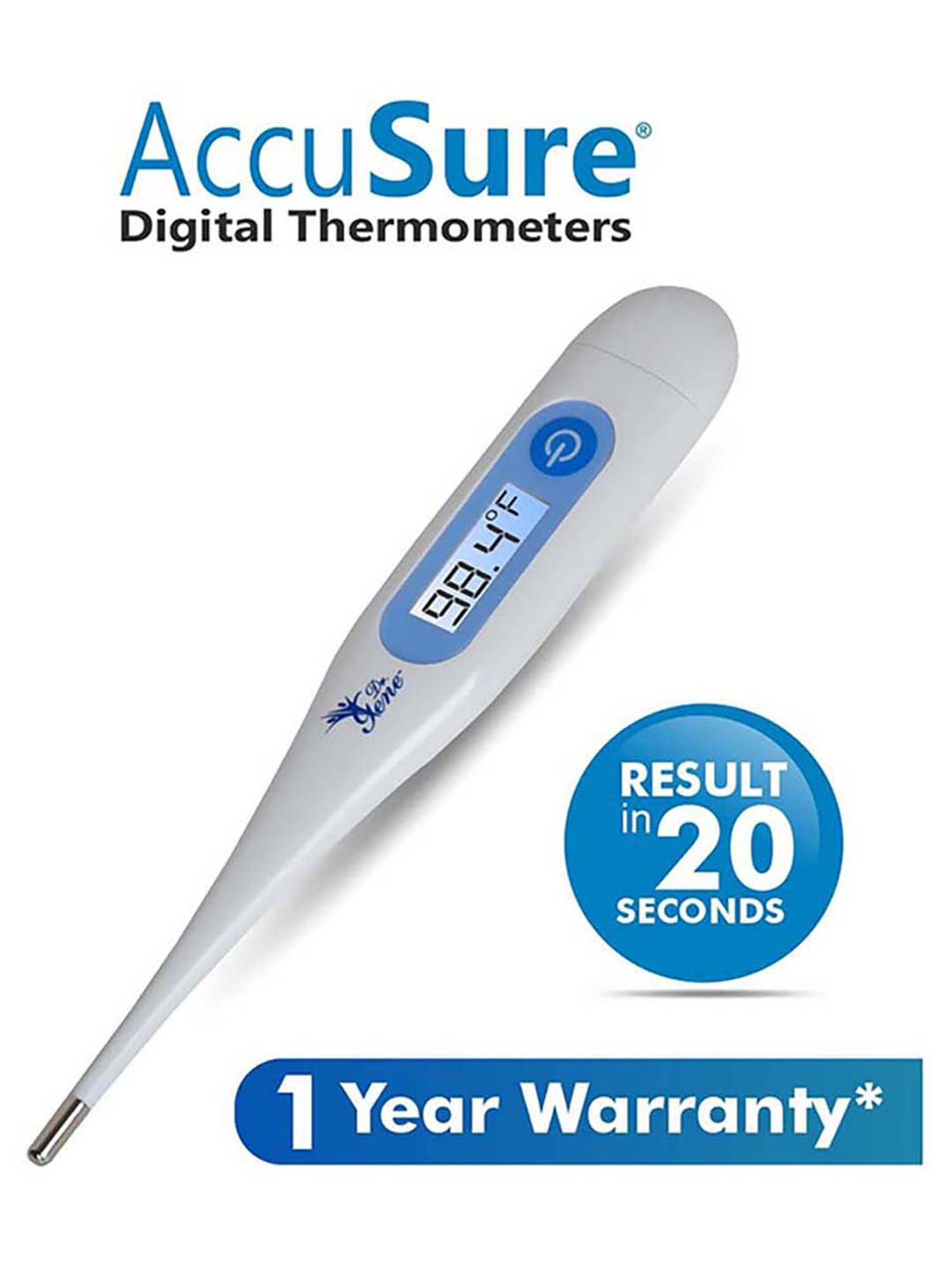 AccuSure MT-32 Waterproof Digital Thermometer - Pack of 4 (White)