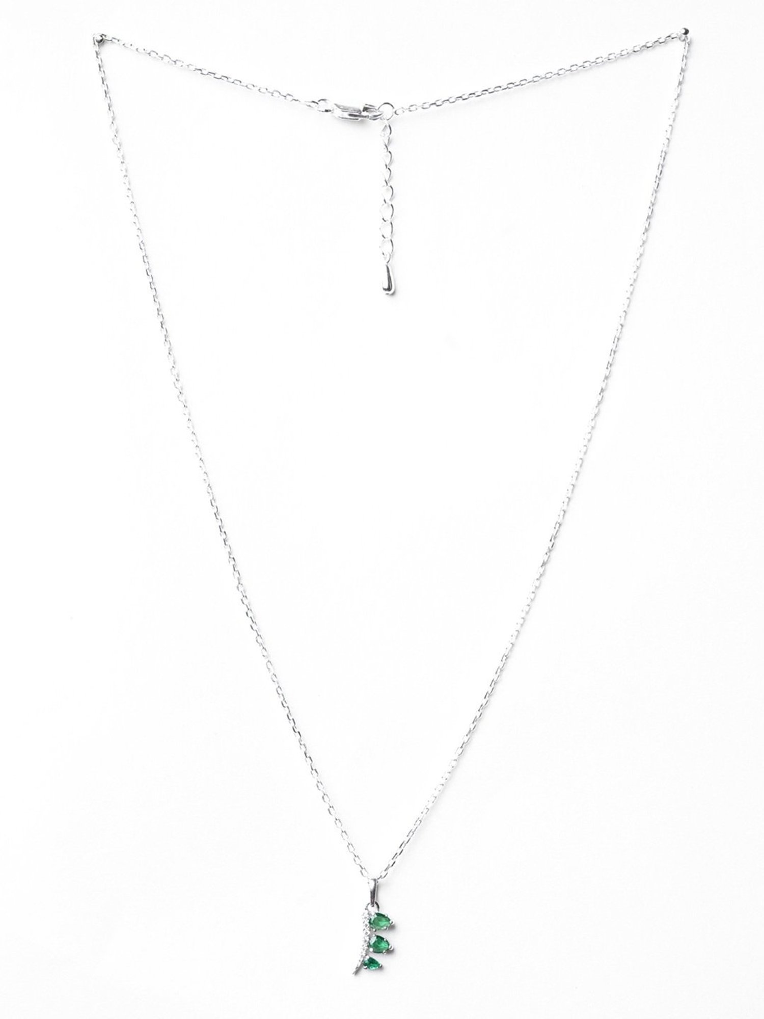 Clara 925 Silver Rhodium-Plated Swiss Zirconia Reina Pendant with Chain Necklace