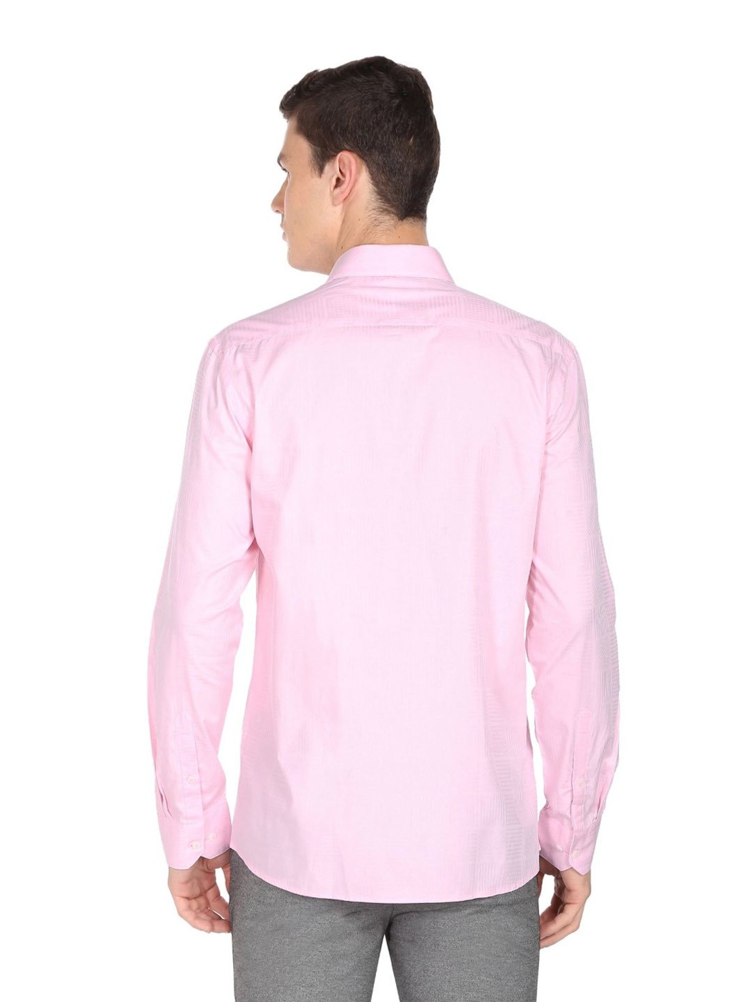 Arrow Medium Pink Cotton Slim Fit Texture Shirt
