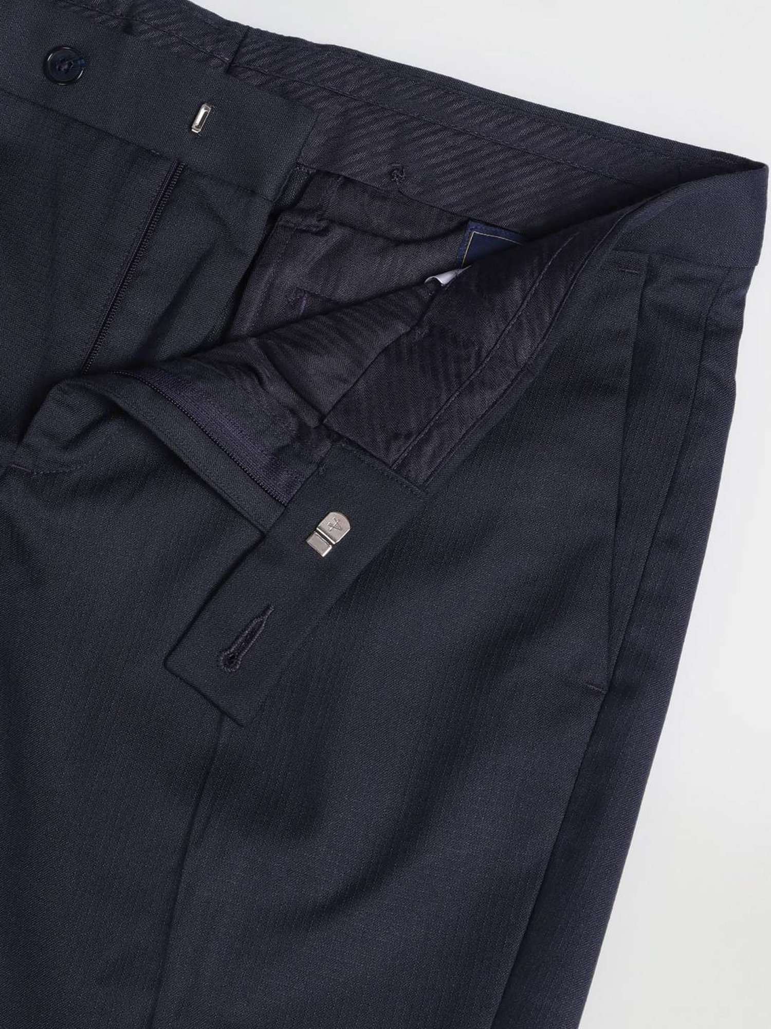 Arrow Navy Regular Fit Texture Trousers