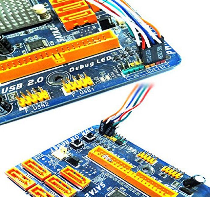 4-in-1 PC Power Reset Switch HDD LED Cable Light Wire Kit Assembly for PC,ATX PC Desktop Case Power On Off Reset Switch Cable with 2 x LED Lights, Computer Case LED Light ATX Power Supply Reset