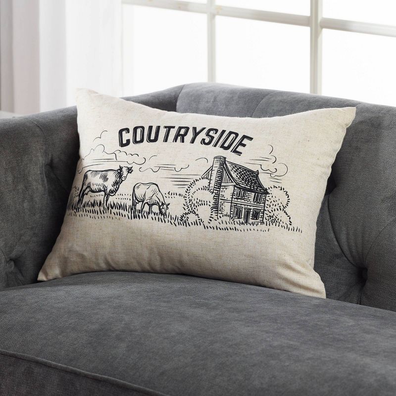 14"x20" Oversize Country Side Lumbar Throw Pillow White/Cream - Sure Fit