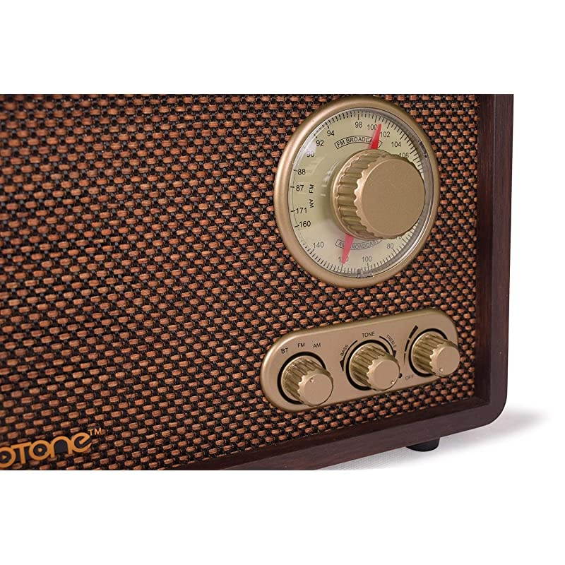 FM AM Radio Retro Wood Radio with Bluetooth Play Mp3 and Antenna Built in Speaker for Kitchen Living Room
