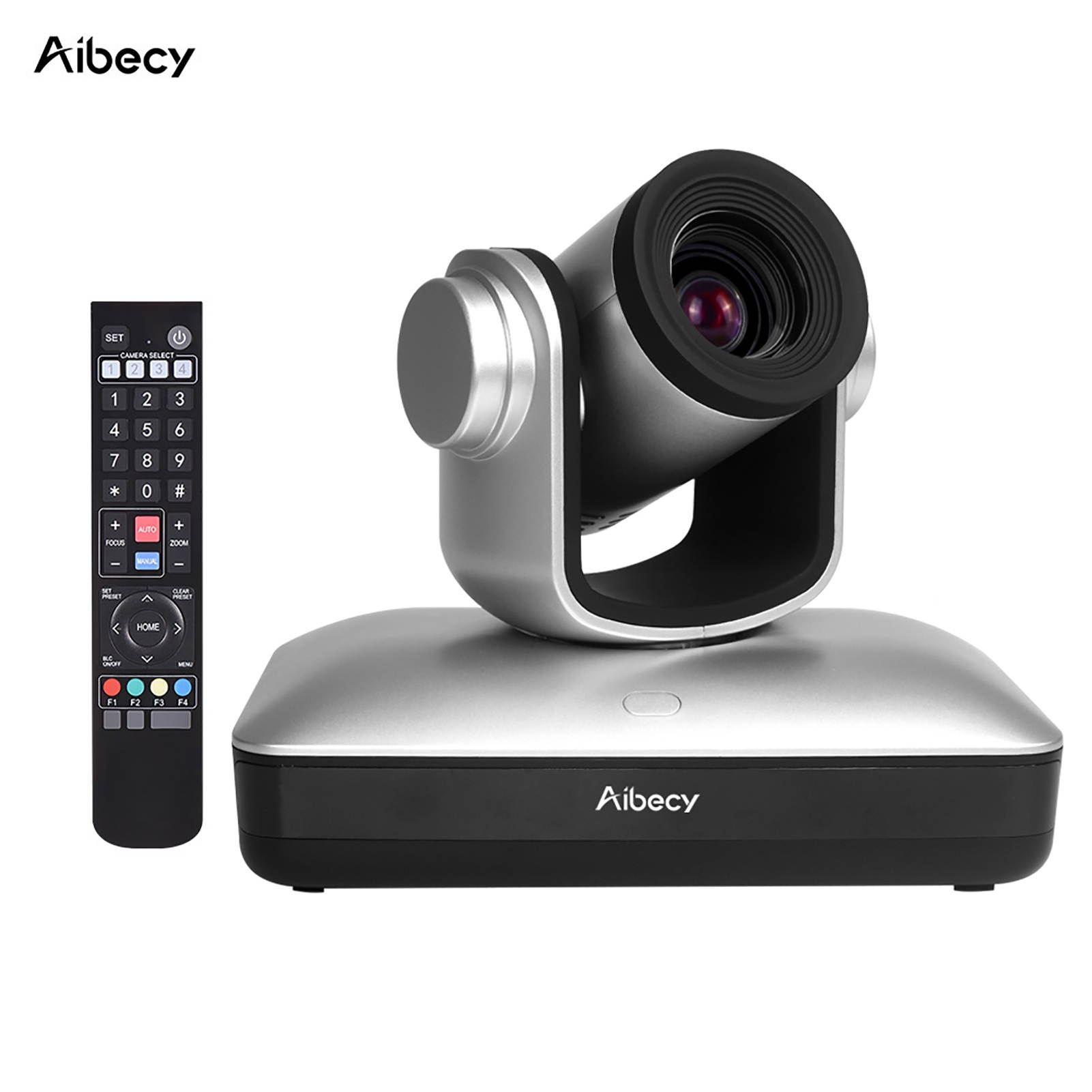 Aibecy HD Video Conference Cam Conference Camera Full HD 1080P Fixed Focus Zoom 105 Degree Wide Viewing with 2.0 USB Web Cable Remote Control for Business Live Meeting Recording Training