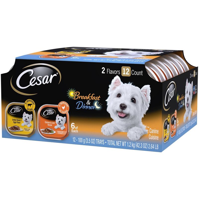 Cesar Classic Loaf in Sauce Wet Dog Food Breakfast & Dinner - 3.5oz/12ct Variety Pack