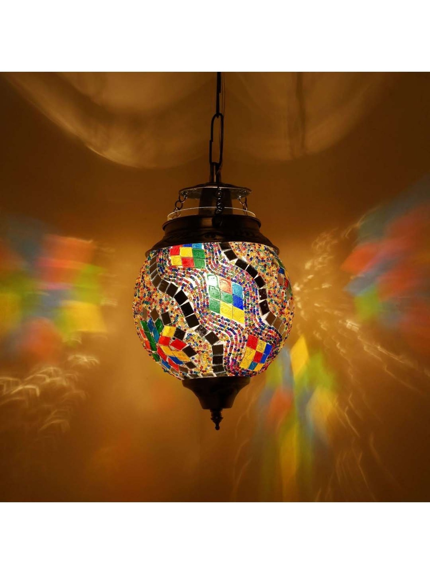 Homesake Antique Turkish Multicolor Metal Pendant Light - Set of 1 (Bulb not included)