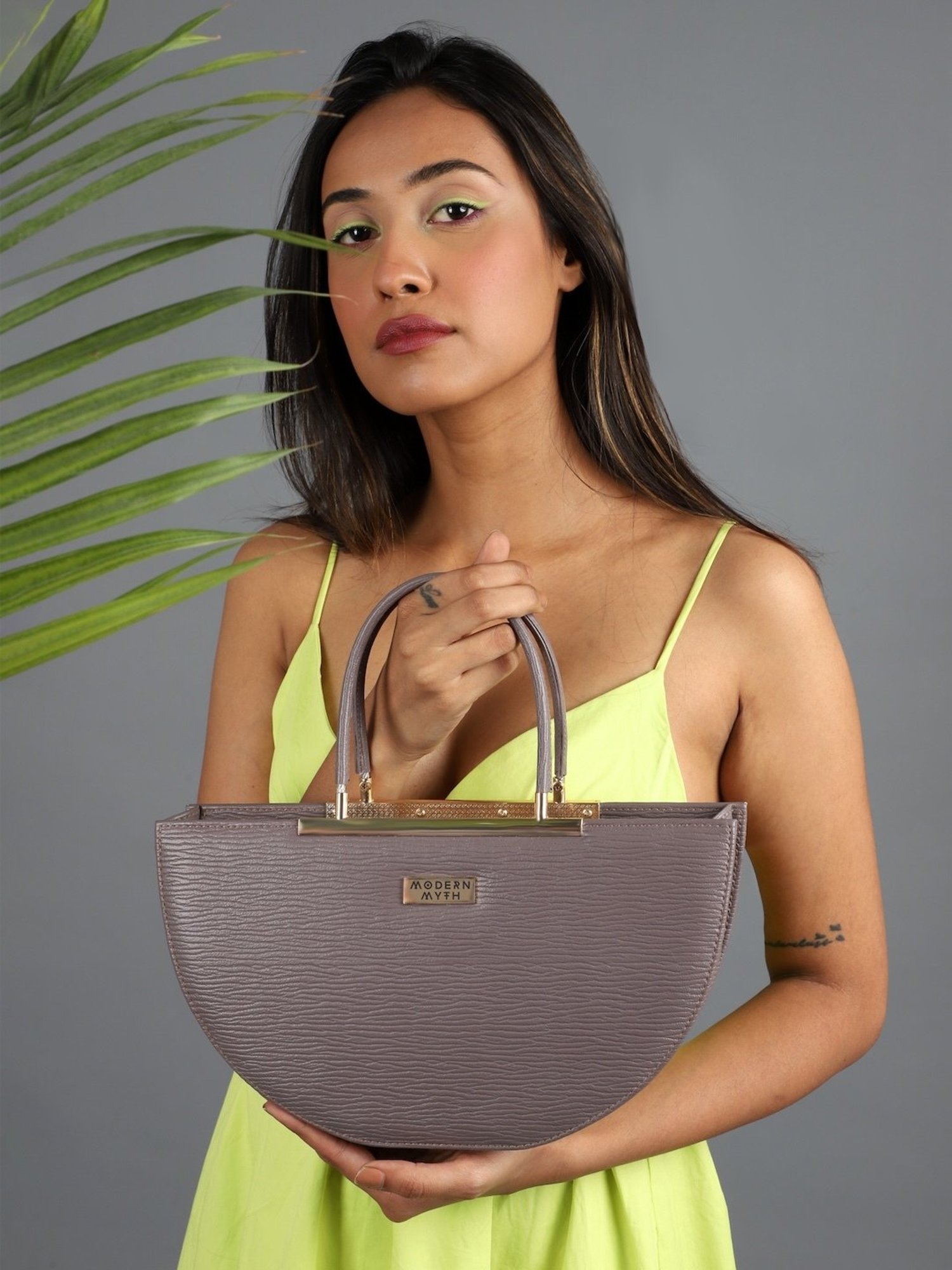 Modern Myth Grey Textured Medium Satchel Handbag