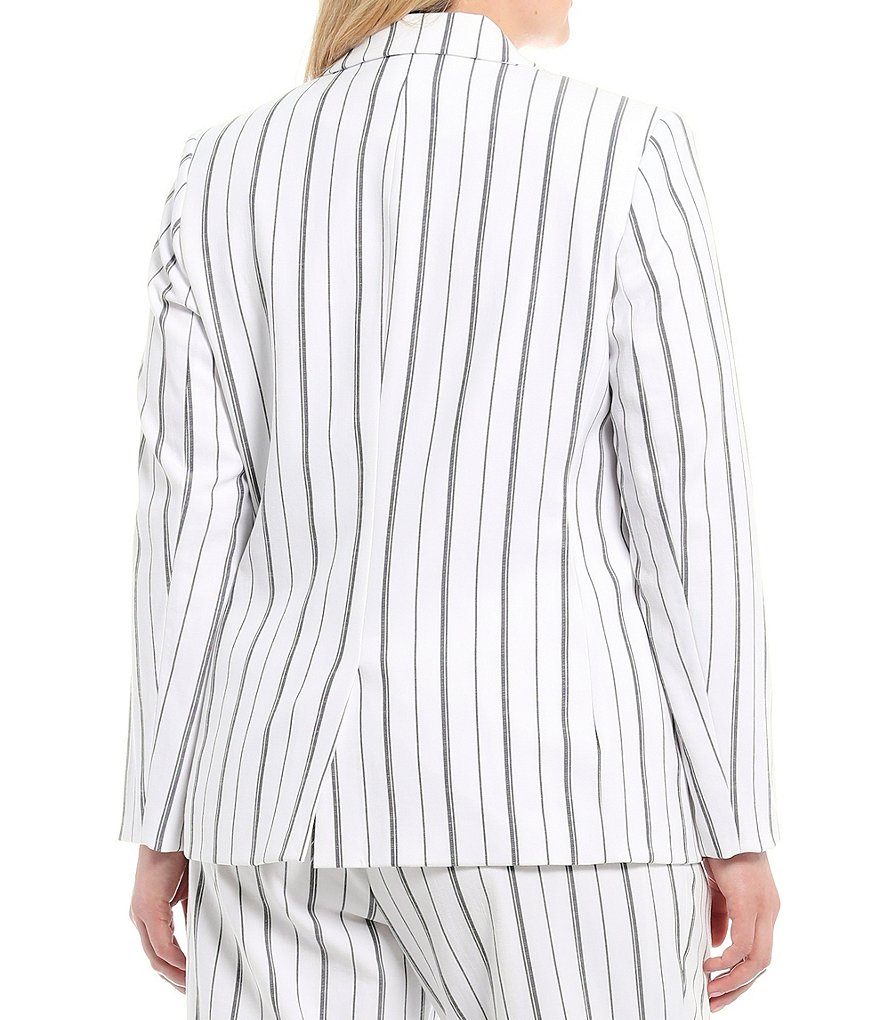 Calvin Klein Plus Size Stretch Stripe One-Button Front Blazer