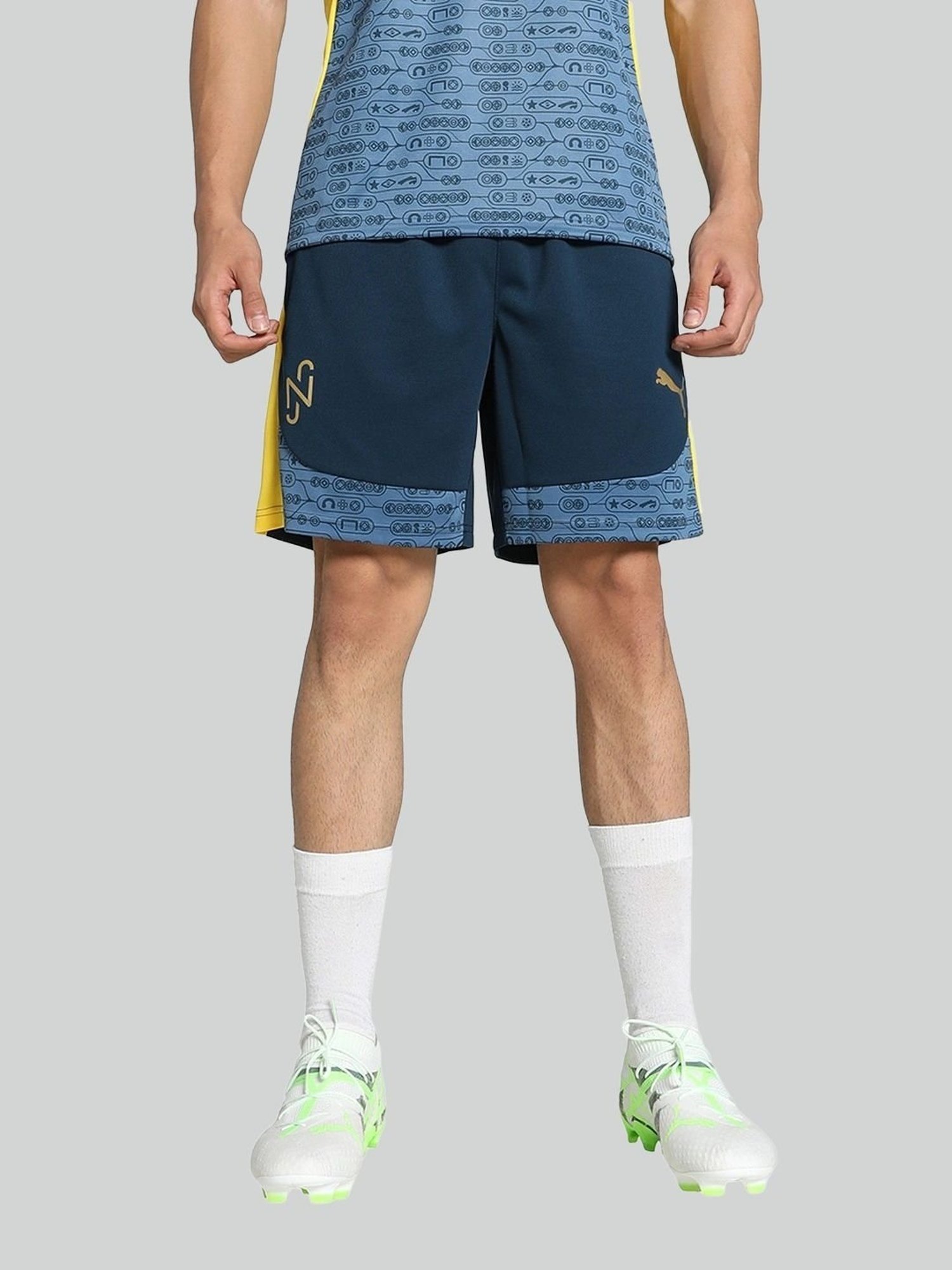 Puma Blue Regular Fit Printed Sports Shorts