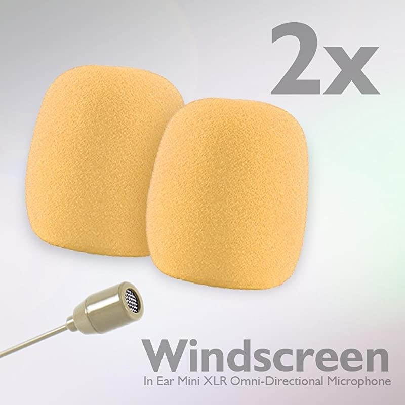 In Ear Back Electric Microphone Portable Omnidirectional Wired Headset Pro Voice Audio Condenser Mic with 4 Pin Mini XLR Cable Wire and Windscreen For Shure System  Pro PMEMS10 Skin Tone