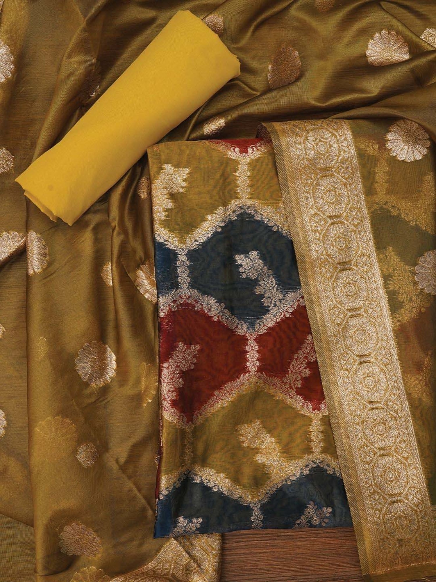 Jaipur Kurti Multicolored Woven Pattern Unstitched Dress Material