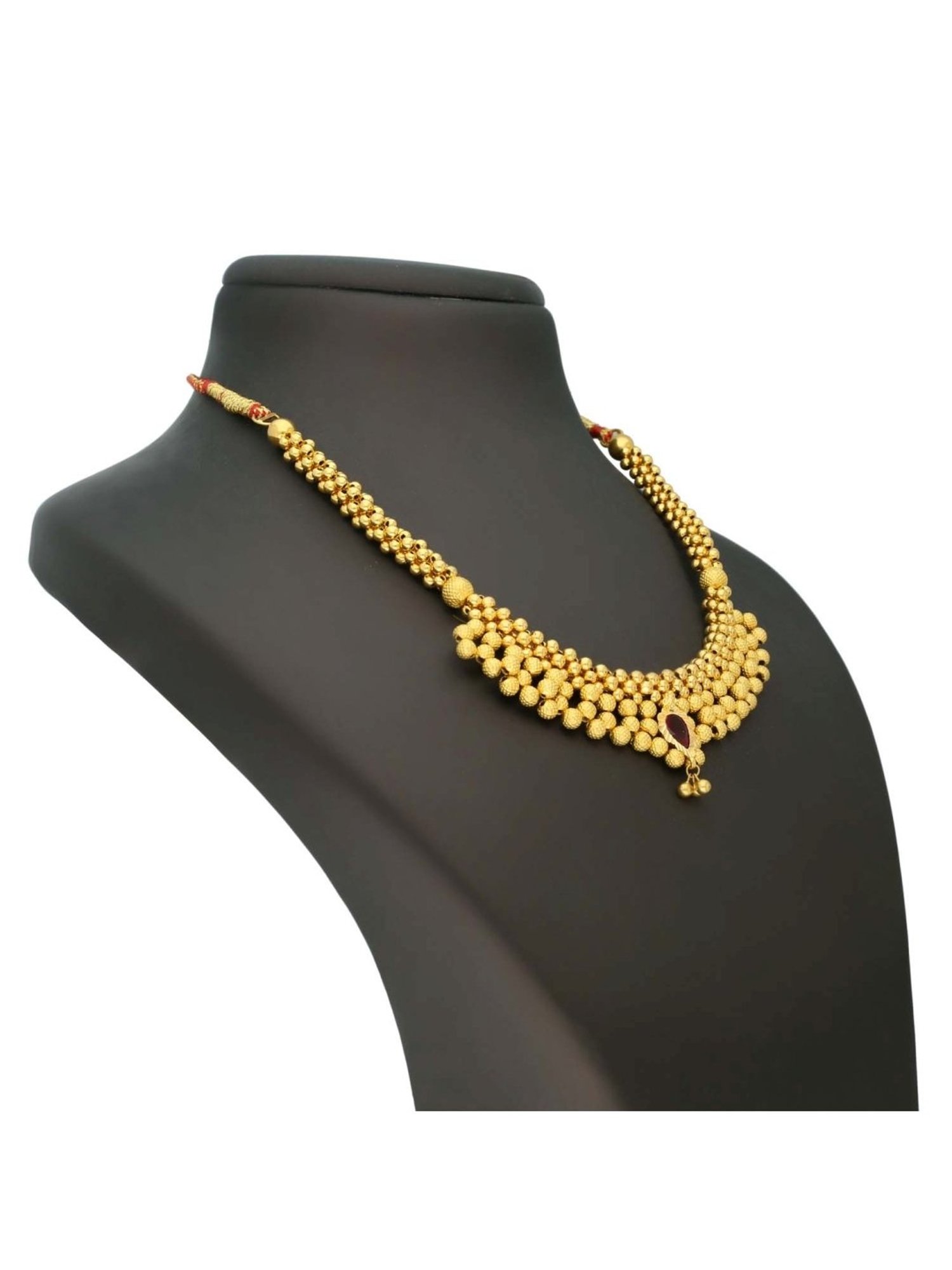 Malabar Gold and Diamonds 22k Gold Semi-Long Tushi Matinee Necklace For Women