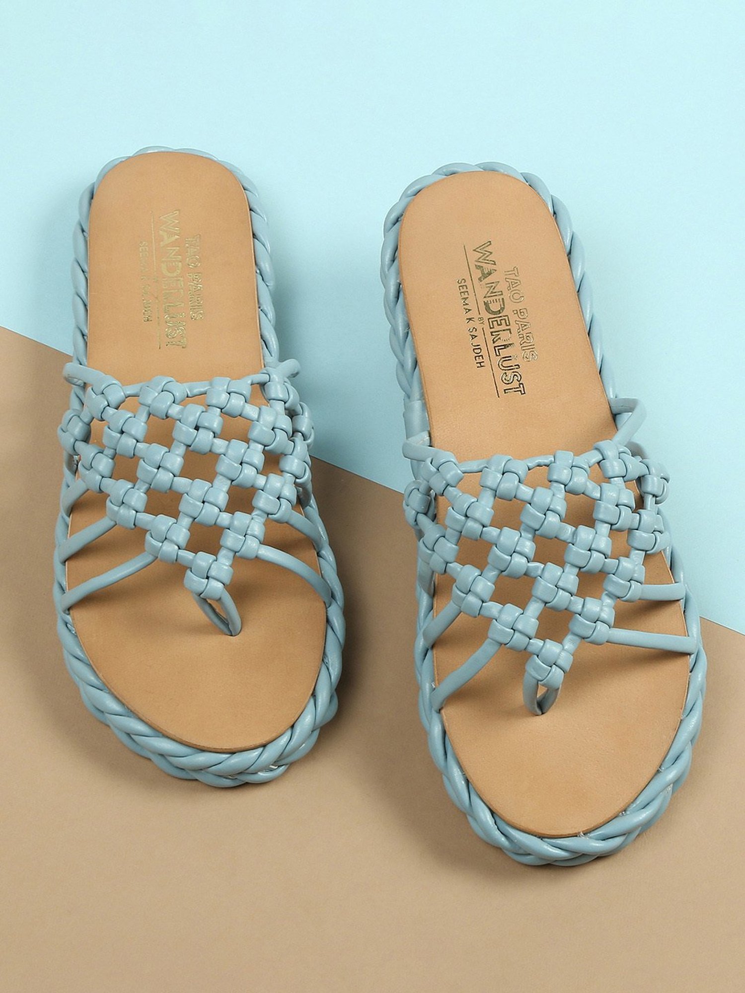 Tao Paris Women's Lisbon Blue Thong Sandals