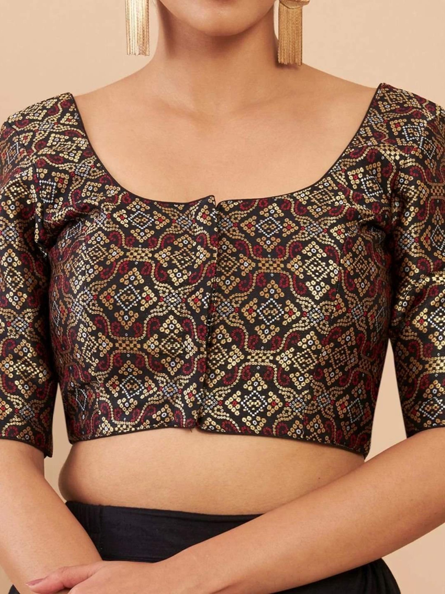 Soch Black Woven Pattern Readymade Blouse