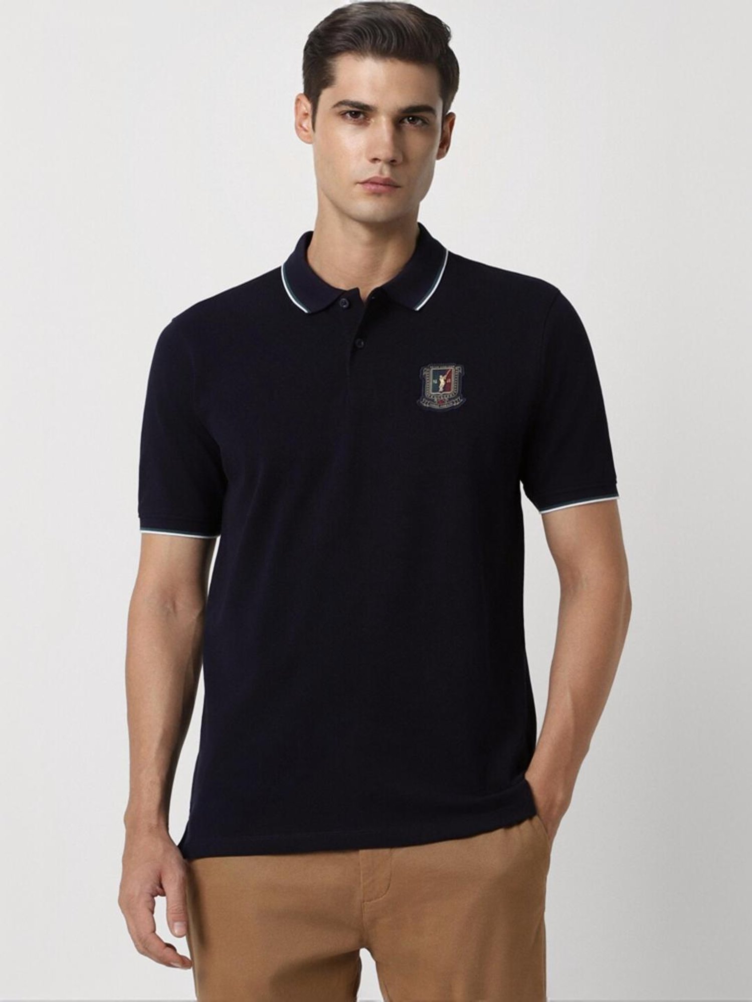 Peter England Navy Regular Fit Polo T-Shirt