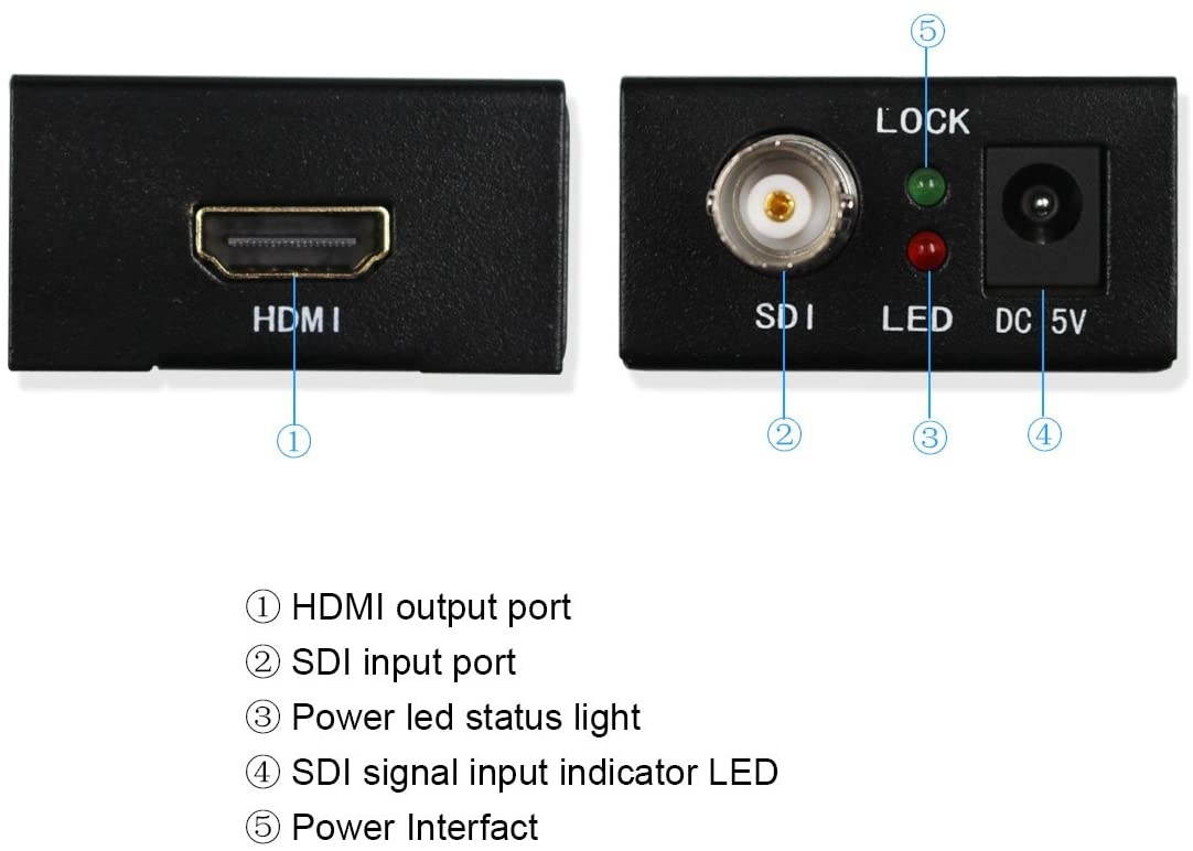 SDI to HDMI Adapter Video Converter Mini 3G HD 720p/1080p Sdi Hdmi Adapter for HD-SDI and 3G-SDI Signals