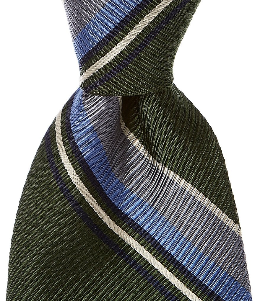Roundtree & Yorke Trademark Vance Stripe Narrow 3 1/8#double; Silk Tie