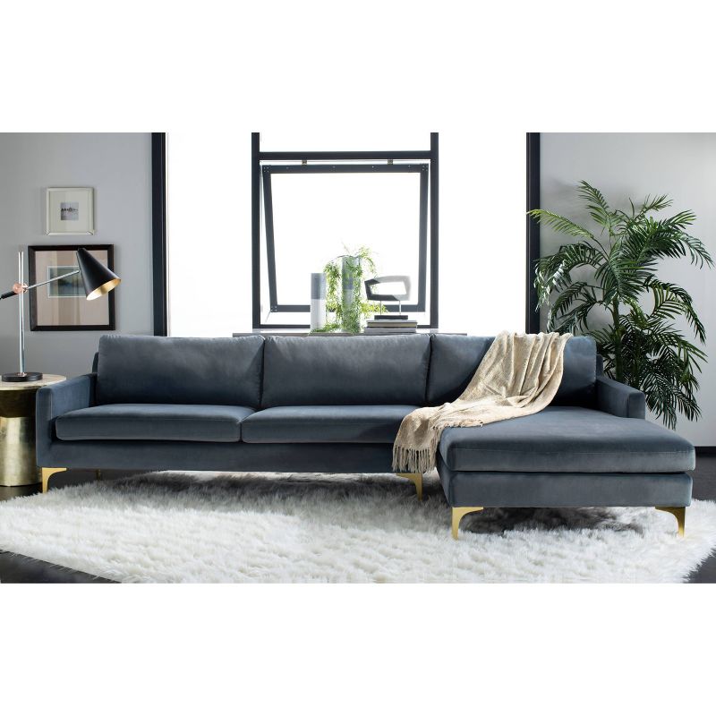 Brayson Chaise Sectional Sofa Dusty Blue - Safavieh