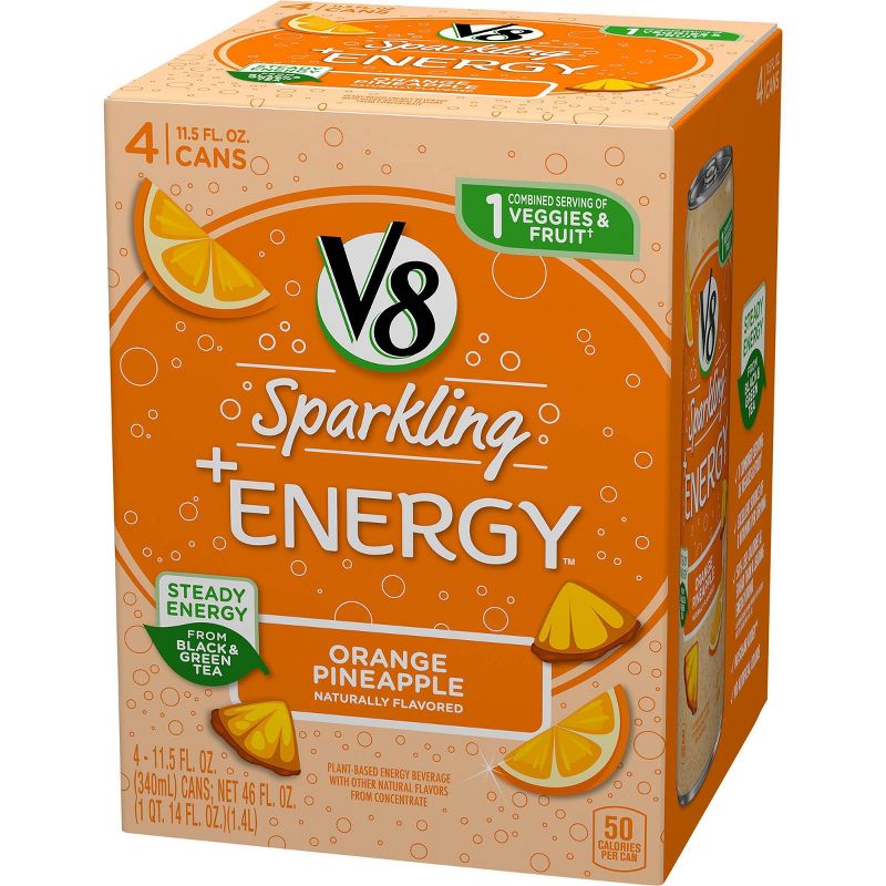 V8 Sparkling +Energy Orange Pineapple Juice Drink - 4pk/11.5 fl oz Cans