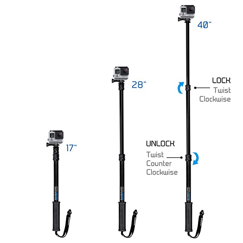 Pole Black Edition 1740 Waterproof Extension Pole Selfie Stick for GoPro Hero 8 Max 7 6 Fusion Hero 5 4 Session 3+ 3 2 HD amp Osmo Action with Remote Clip Mount