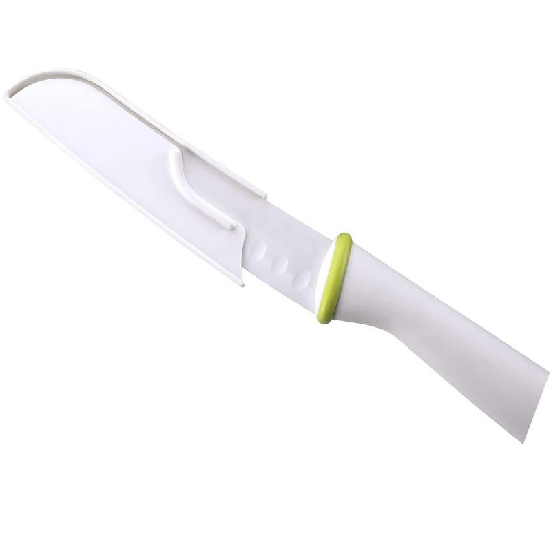 T-Fal Zen 84210 Ergonomic Sharp Ceramic 6 Inch Serrated Ceramic Utility Bread Knife with Protective Sheath and Ergonomic Handle, White (2 Pack)