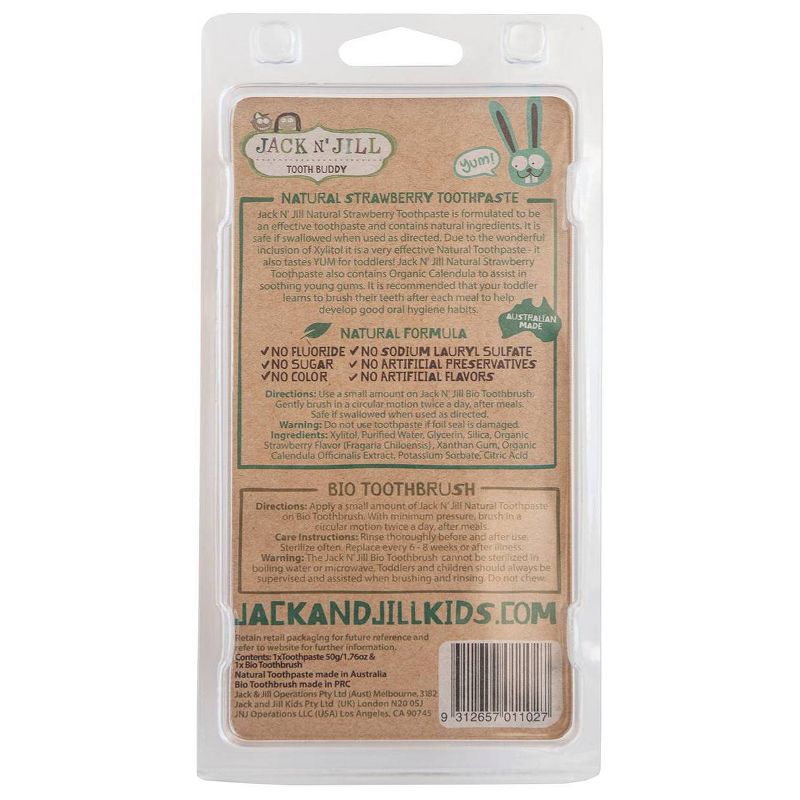 Jack N' Jill Tooth Buddy- Strawberry Natural Toothpaste / Bunny Biodegradable Toothbrush - 1.76oz