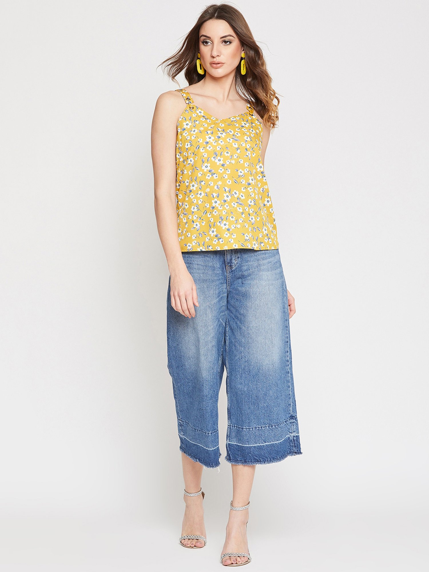 Marie Claire Yellow Floral Print Top