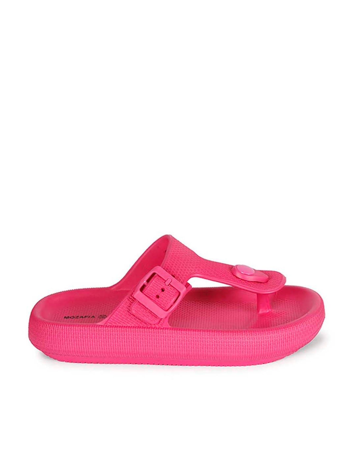 Mozafia Women's Fuschia T-Strap Sandals