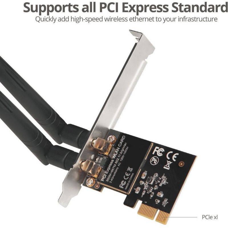 SIIG Wireless 2T2R Dual Band WiFi Ethernet PCIe Card AC1200 LBWR0011S1